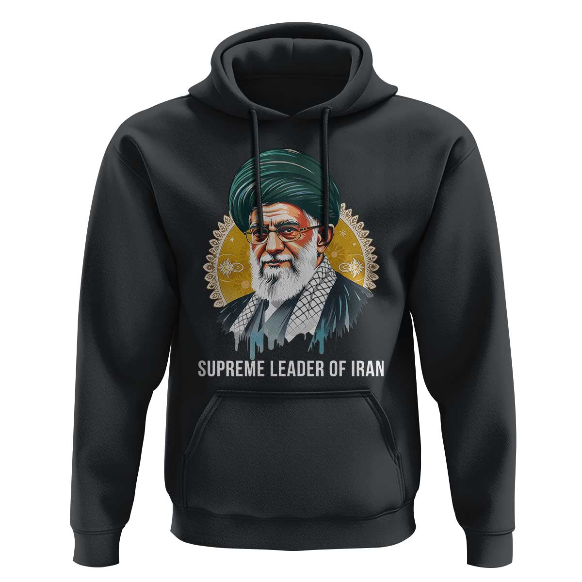 Supreme Leader Of Iran Graphic Portrait Hoodie Iranian Political Figure