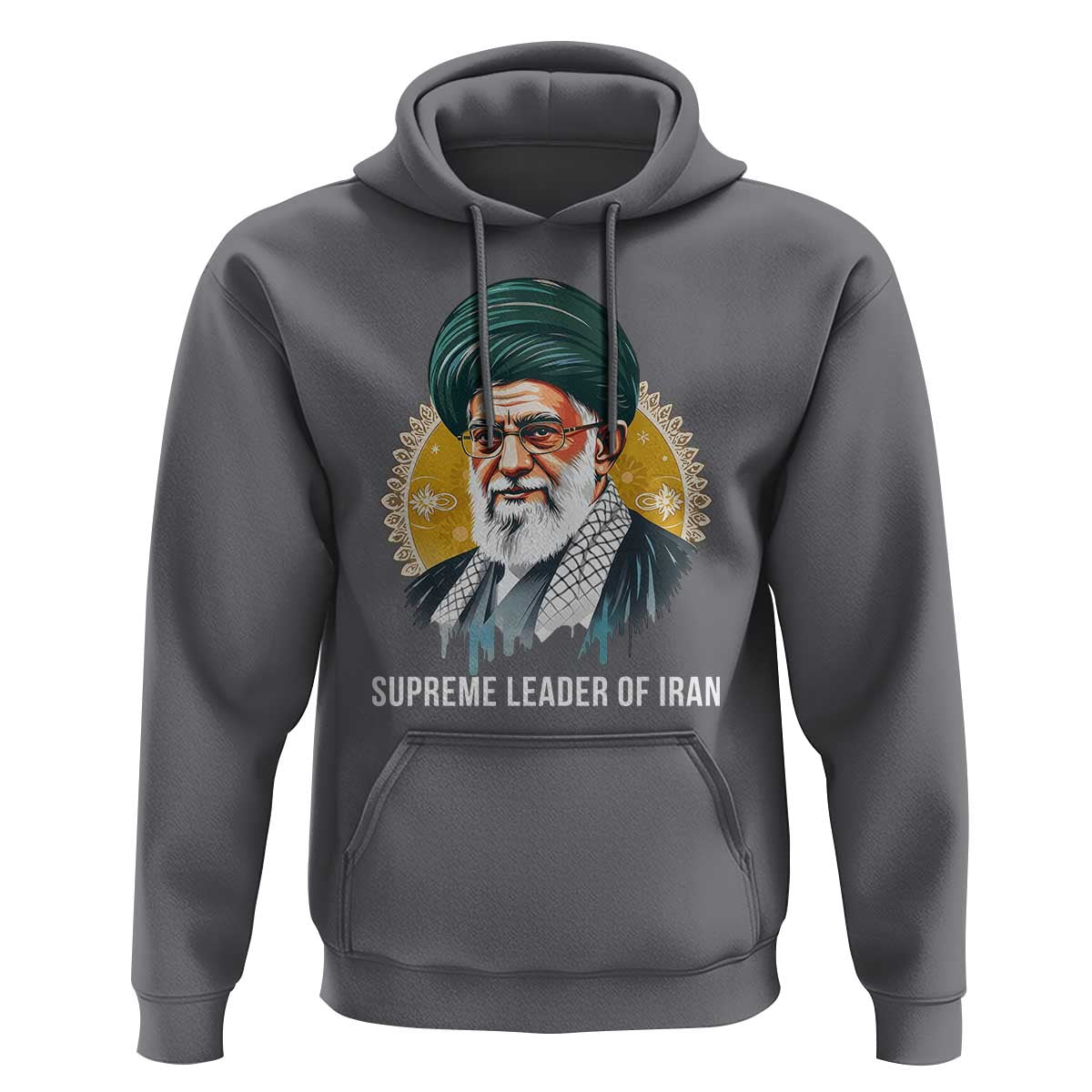 Supreme Leader Of Iran Graphic Portrait Hoodie Iranian Political Figure