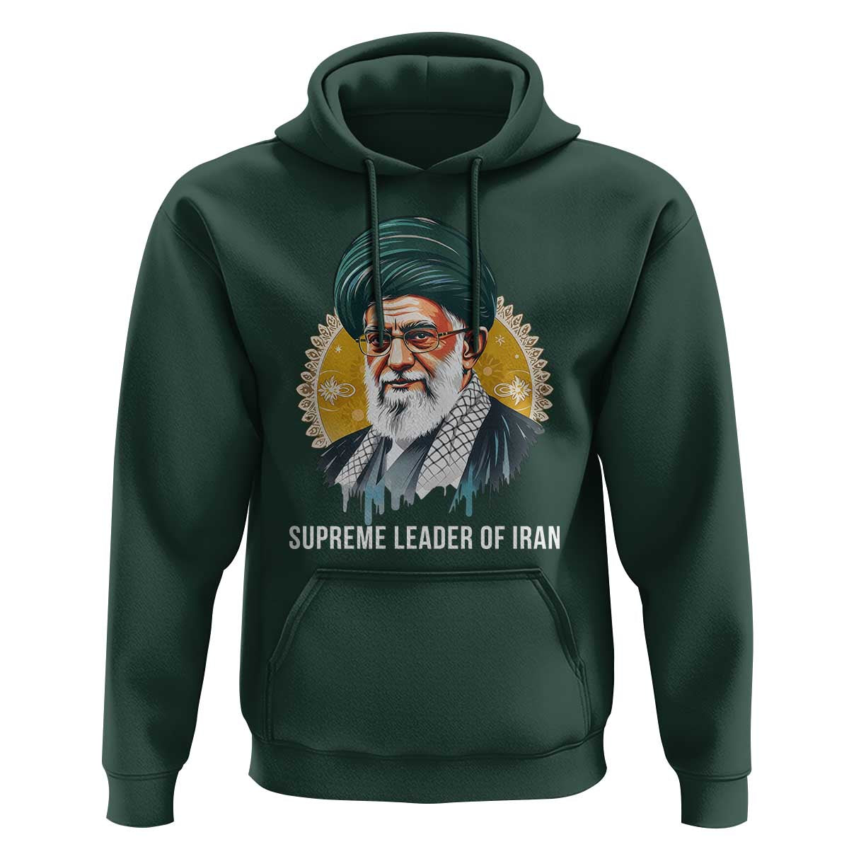 Supreme Leader Of Iran Graphic Portrait Hoodie Iranian Political Figure