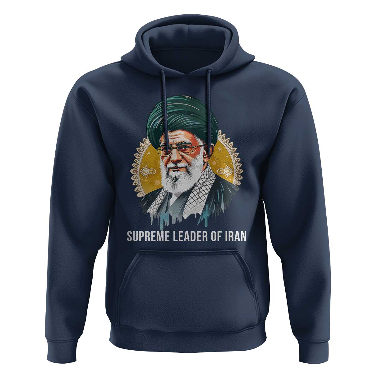 Supreme Leader Of Iran Graphic Portrait Hoodie Iranian Political Figure