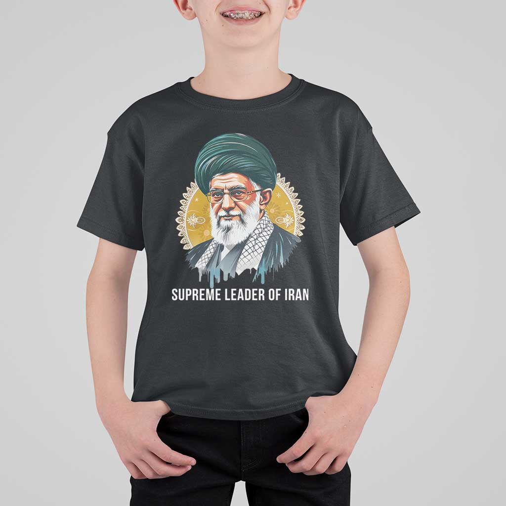 Supreme Leader Of Iran Graphic Portrait T Shirt For Kid Iranian Political Figure