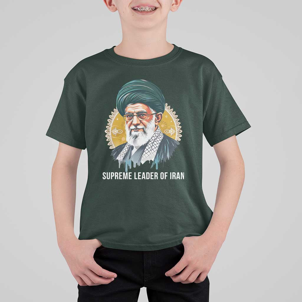 Supreme Leader Of Iran Graphic Portrait T Shirt For Kid Iranian Political Figure