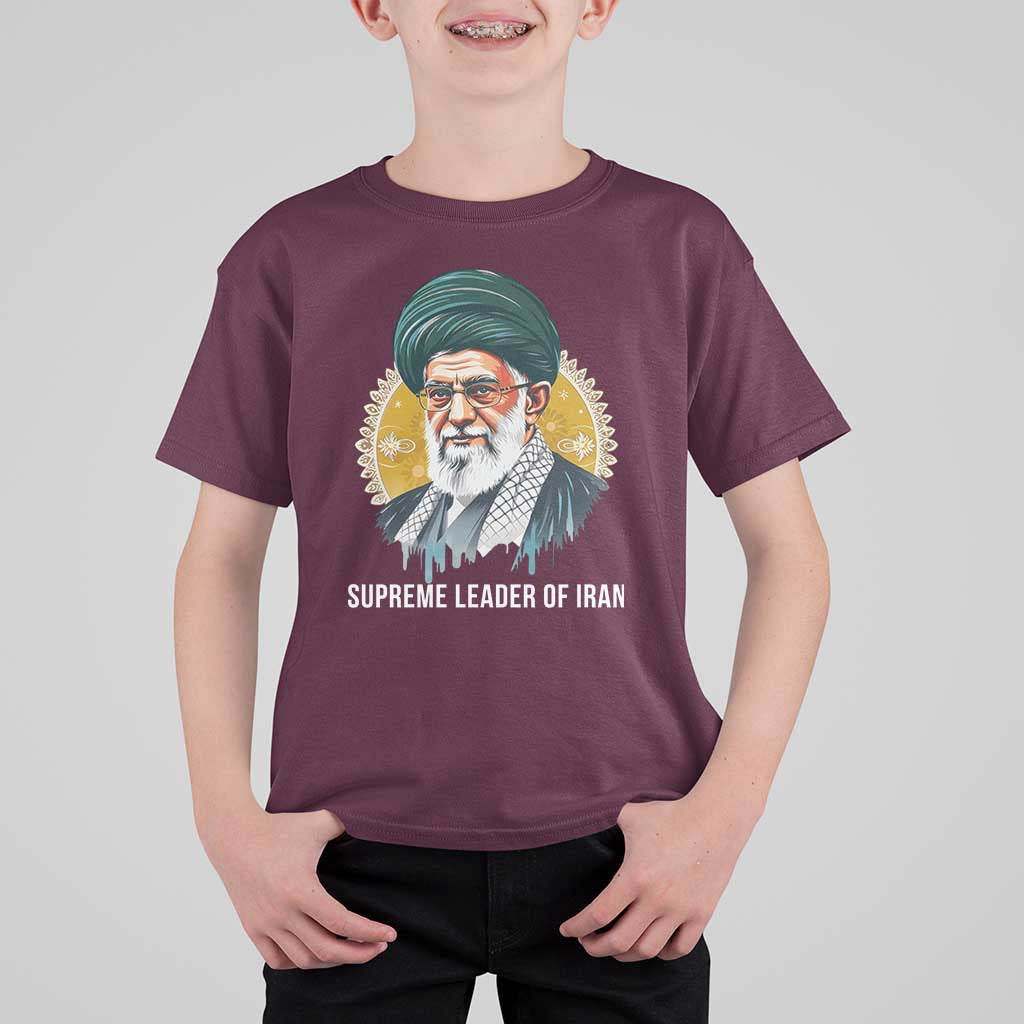 Supreme Leader Of Iran Graphic Portrait T Shirt For Kid Iranian Political Figure