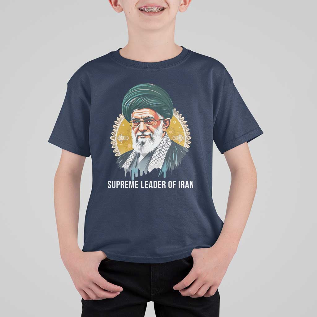 Supreme Leader Of Iran Graphic Portrait T Shirt For Kid Iranian Political Figure
