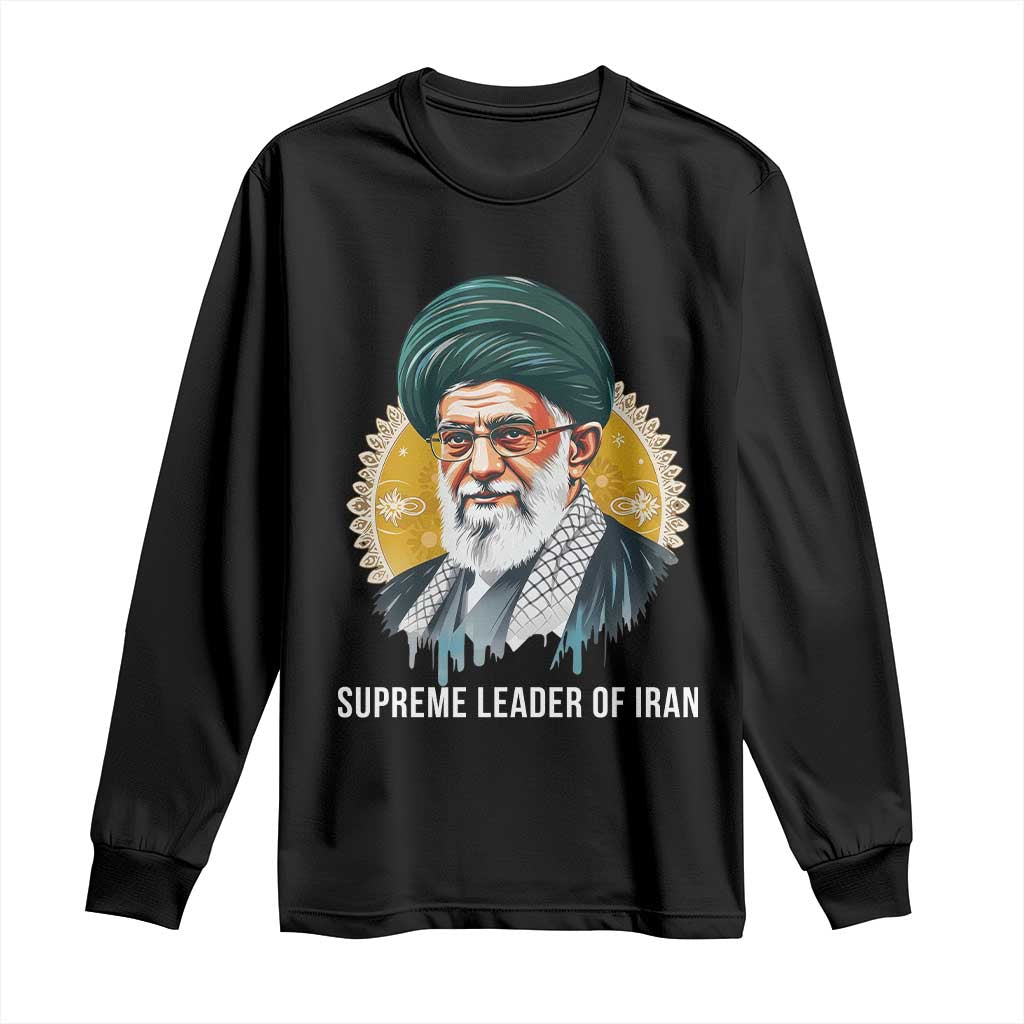 Supreme Leader Of Iran Graphic Portrait Long Sleeve Shirt Iranian Political Figure