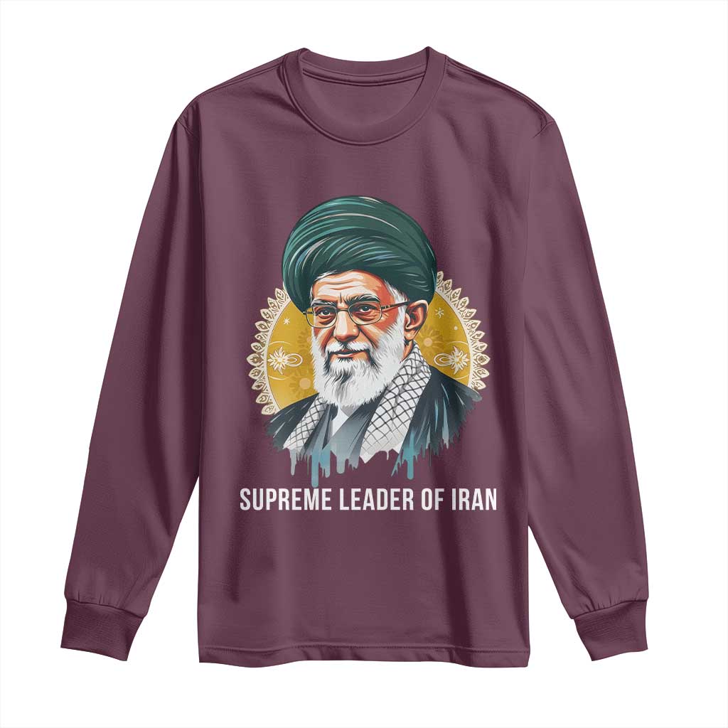 Supreme Leader Of Iran Graphic Portrait Long Sleeve Shirt Iranian Political Figure