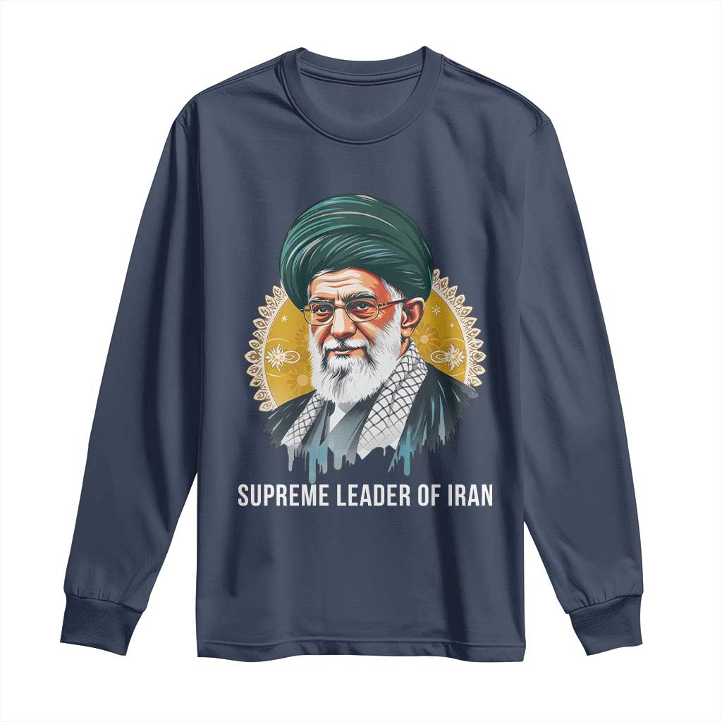 Supreme Leader Of Iran Graphic Portrait Long Sleeve Shirt Iranian Political Figure