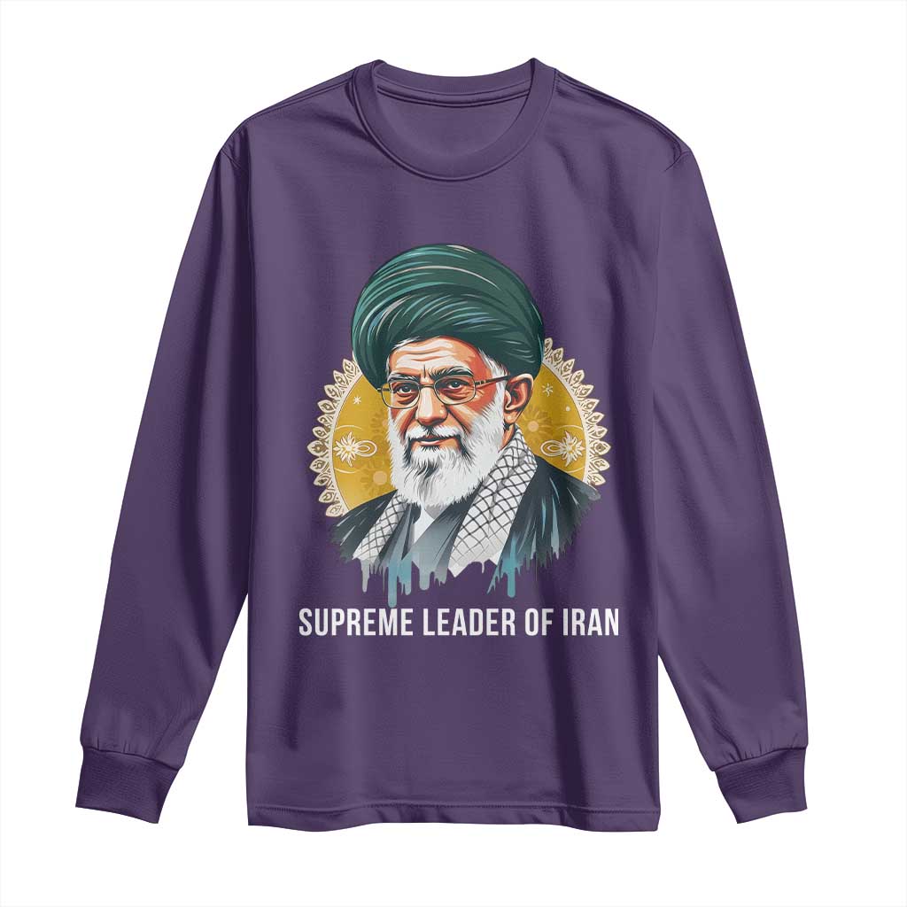 Supreme Leader Of Iran Graphic Portrait Long Sleeve Shirt Iranian Political Figure