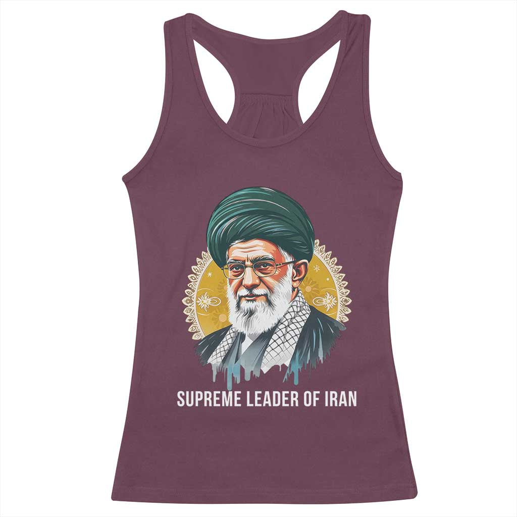 Supreme Leader Of Iran Graphic Portrait Racerback Tank Top Iranian Political Figure