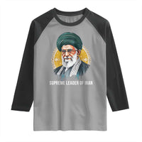 Supreme Leader Of Iran Graphic Portrait Raglan Shirt Iranian Political Figure