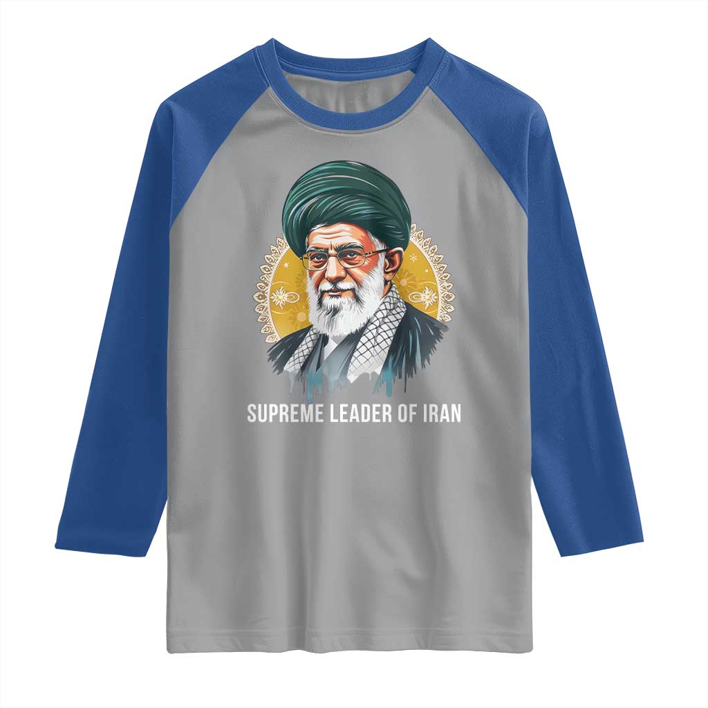 Supreme Leader Of Iran Graphic Portrait Raglan Shirt Iranian Political Figure