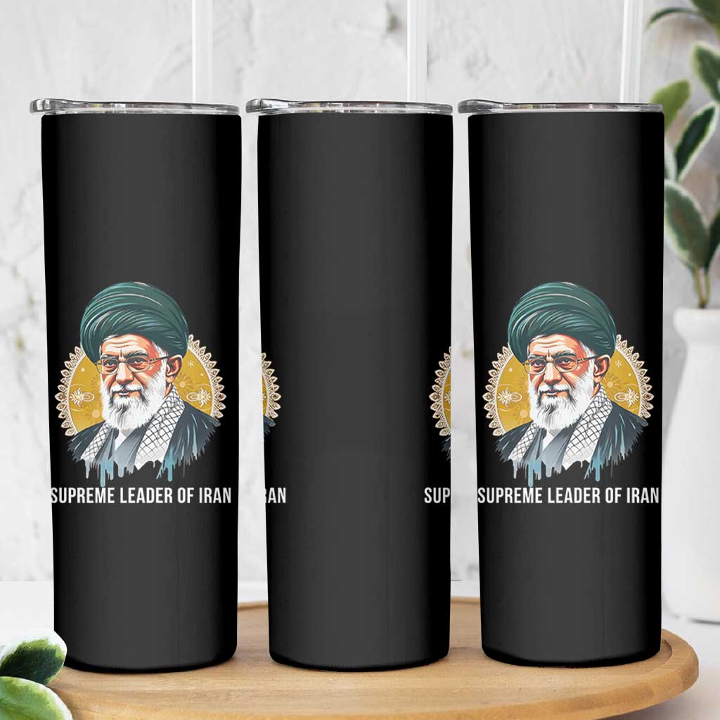 Supreme Leader Of Iran Graphic Portrait Skinny Tumbler Iranian Political Figure