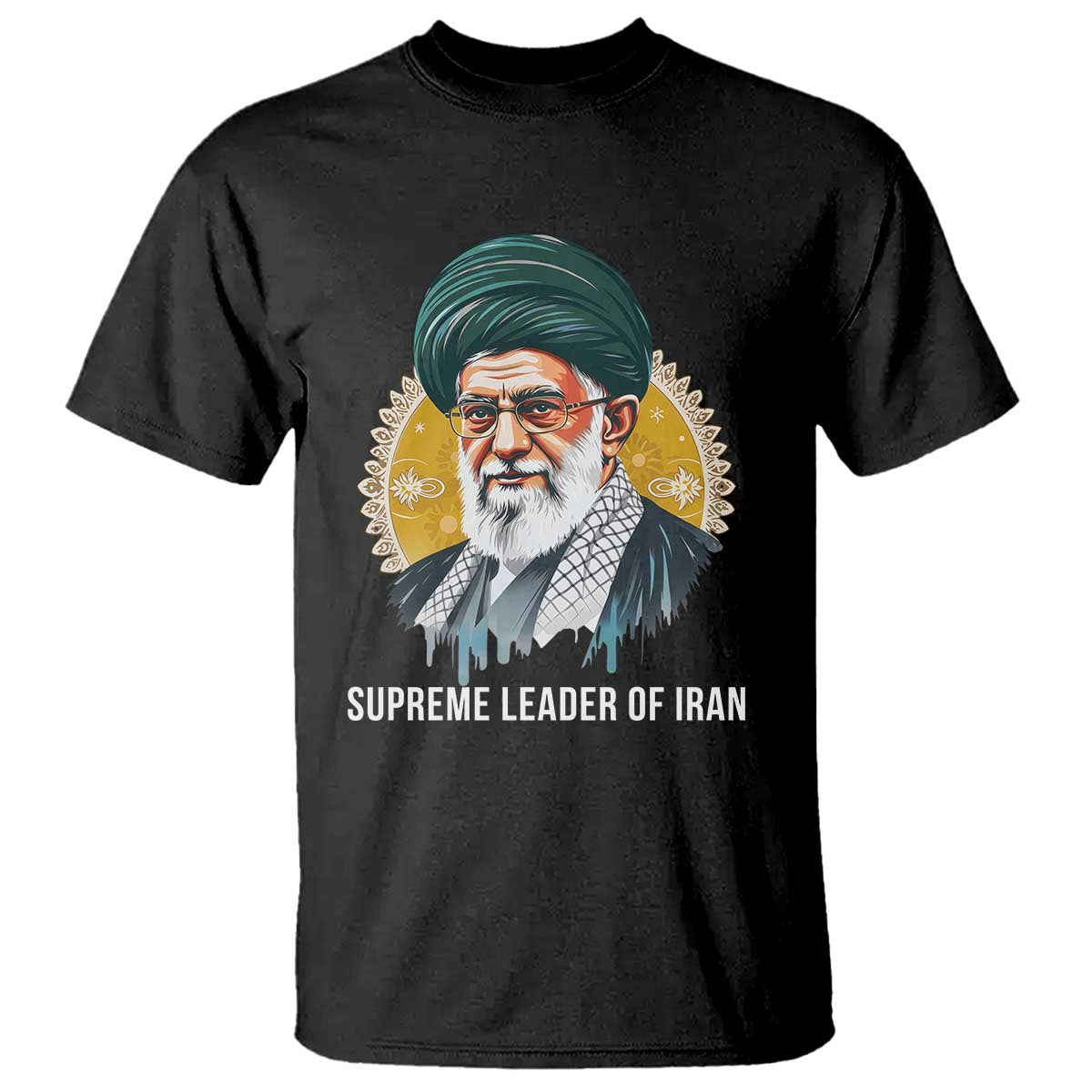 Supreme Leader Of Iran Graphic Portrait T Shirt Iranian Political Figure