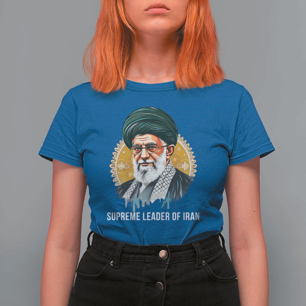 Supreme Leader Of Iran Graphic Portrait T Shirt For Women Iranian Political Figure