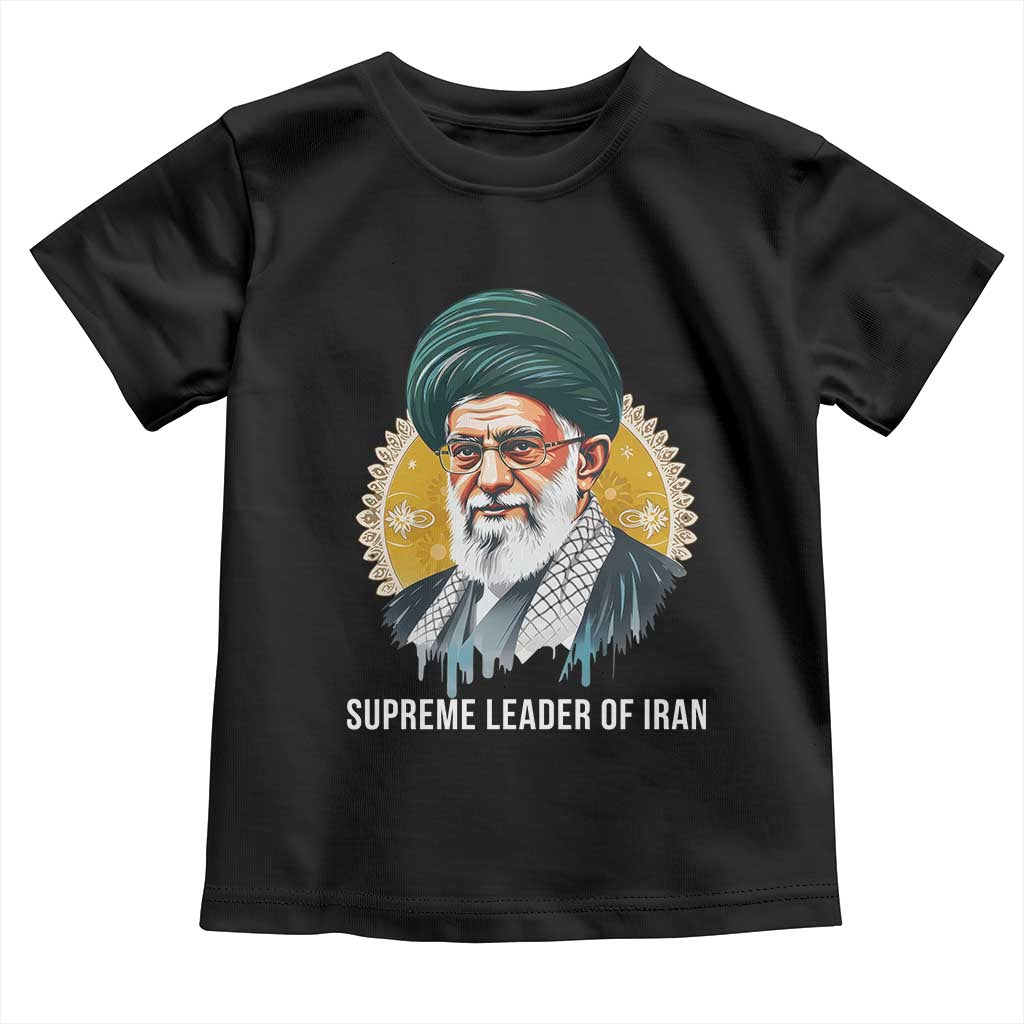 Supreme Leader Of Iran Graphic Portrait Toddler T Shirt Iranian Political Figure