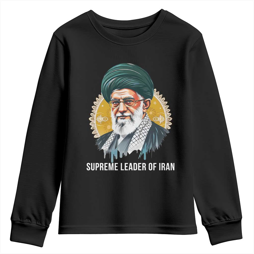 Supreme Leader Of Iran Graphic Portrait Youth Sweatshirt Iranian Political Figure