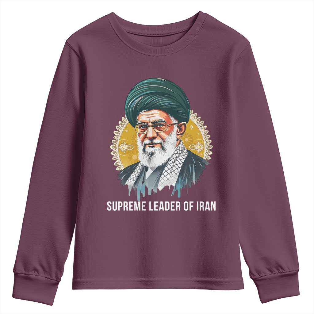 Supreme Leader Of Iran Graphic Portrait Youth Sweatshirt Iranian Political Figure
