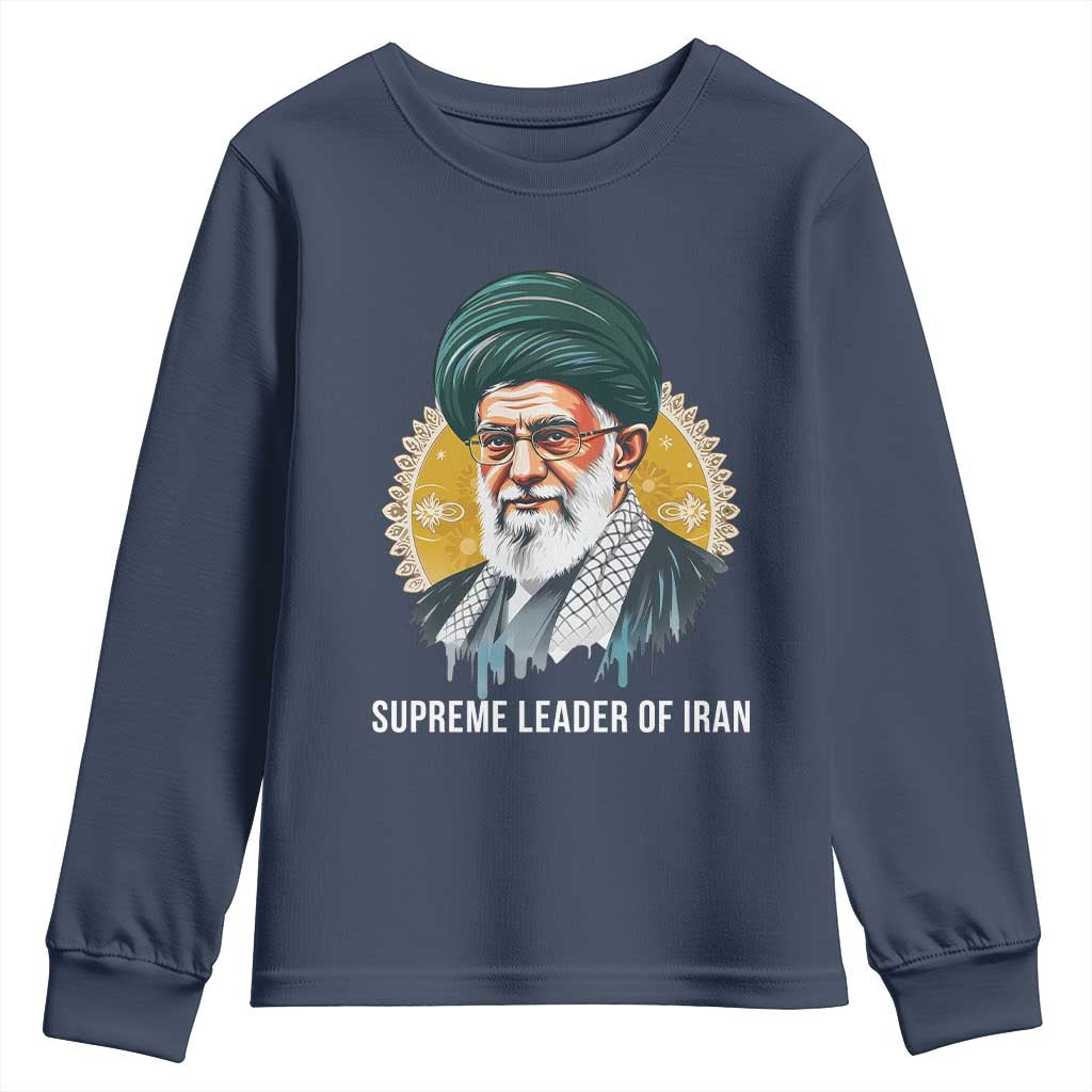 Supreme Leader Of Iran Graphic Portrait Youth Sweatshirt Iranian Political Figure