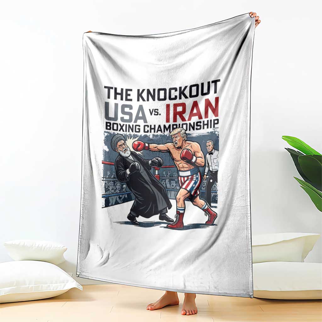 Sarcastic USA vs Iran Knockout Boxing Championship Throw Blanket Funny Political Satire Fight Night