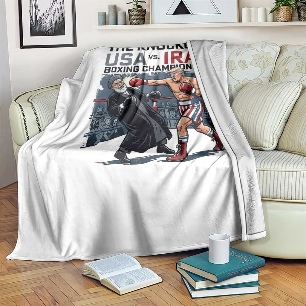 Sarcastic USA vs Iran Knockout Boxing Championship Throw Blanket Funny Political Satire Fight Night