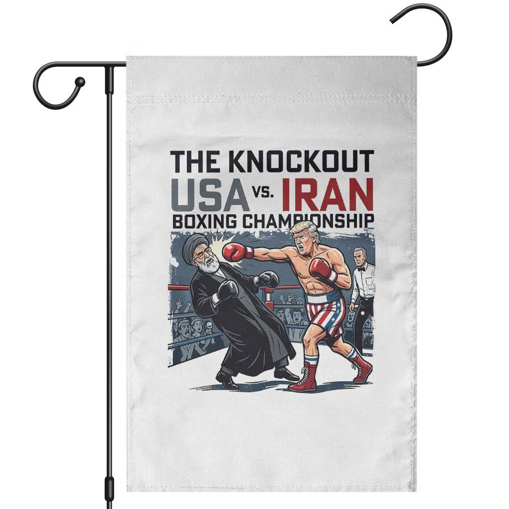 Sarcastic USA vs Iran Knockout Boxing Championship Garden Flag Funny Political Satire Fight Night