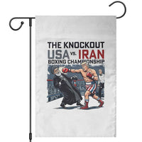 Sarcastic USA vs Iran Knockout Boxing Championship Garden Flag Funny Political Satire Fight Night