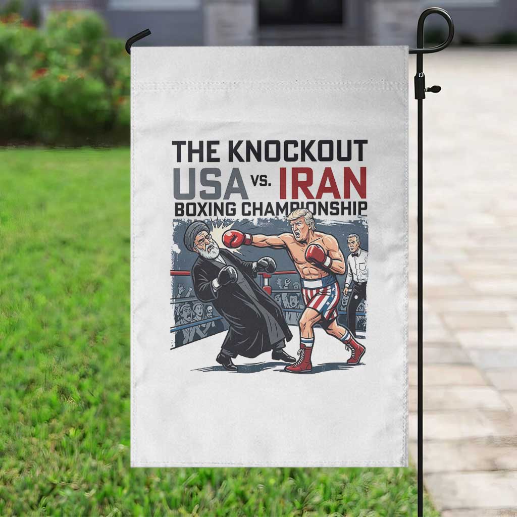 Sarcastic USA vs Iran Knockout Boxing Championship Garden Flag Funny Political Satire Fight Night