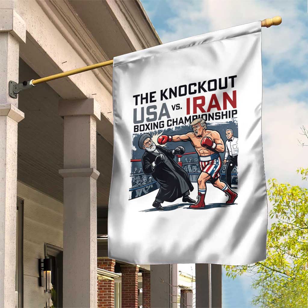 Sarcastic USA vs Iran Knockout Boxing Championship Garden Flag Funny Political Satire Fight Night