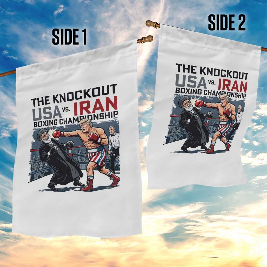 Sarcastic USA vs Iran Knockout Boxing Championship Garden Flag Funny Political Satire Fight Night