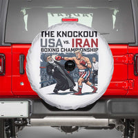 Sarcastic USA vs Iran Knockout Boxing Championship Spare Tire Cover Funny Political Satire Fight Night
