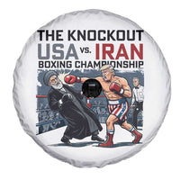 Sarcastic USA vs Iran Knockout Boxing Championship Spare Tire Cover Funny Political Satire Fight Night