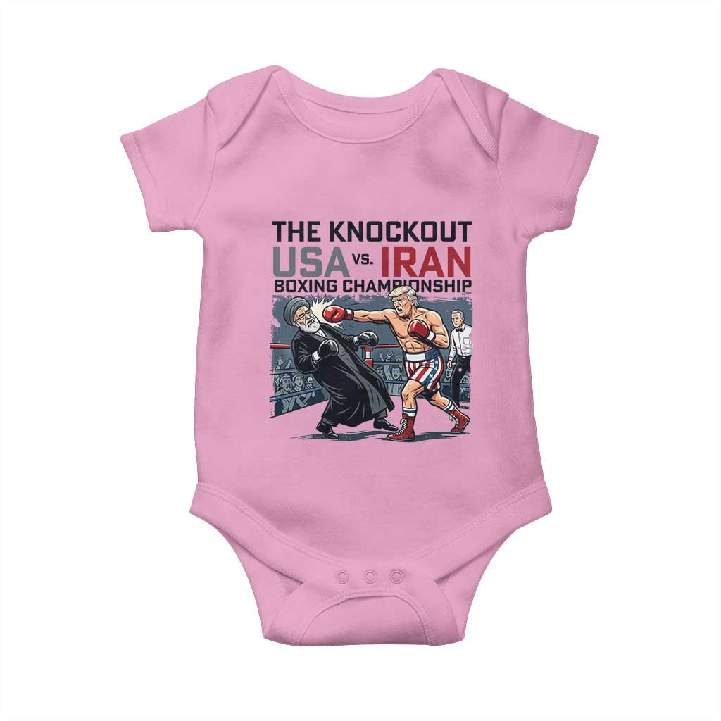 Sarcastic USA vs Iran Knockout Boxing Championship Baby Onesie Funny Political Satire Fight Night