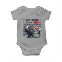 Sarcastic USA vs Iran Knockout Boxing Championship Baby Onesie Funny Political Satire Fight Night