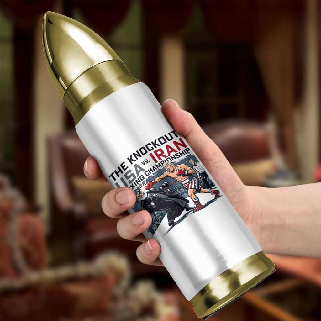 Sarcastic USA vs Iran Knockout Boxing Championship Bullet Tumbler Funny Political Satire Fight Night