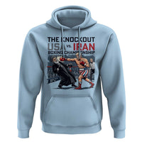 Sarcastic USA vs Iran Knockout Boxing Championship Hoodie Funny Political Satire Fight Night