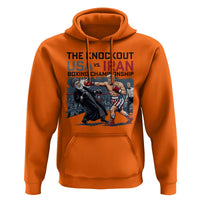 Sarcastic USA vs Iran Knockout Boxing Championship Hoodie Funny Political Satire Fight Night