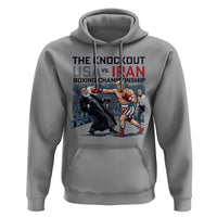 Sarcastic USA vs Iran Knockout Boxing Championship Hoodie Funny Political Satire Fight Night