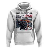 Sarcastic USA vs Iran Knockout Boxing Championship Hoodie Funny Political Satire Fight Night
