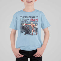 Sarcastic USA vs Iran Knockout Boxing Championship T Shirt For Kid Funny Political Satire Fight Night