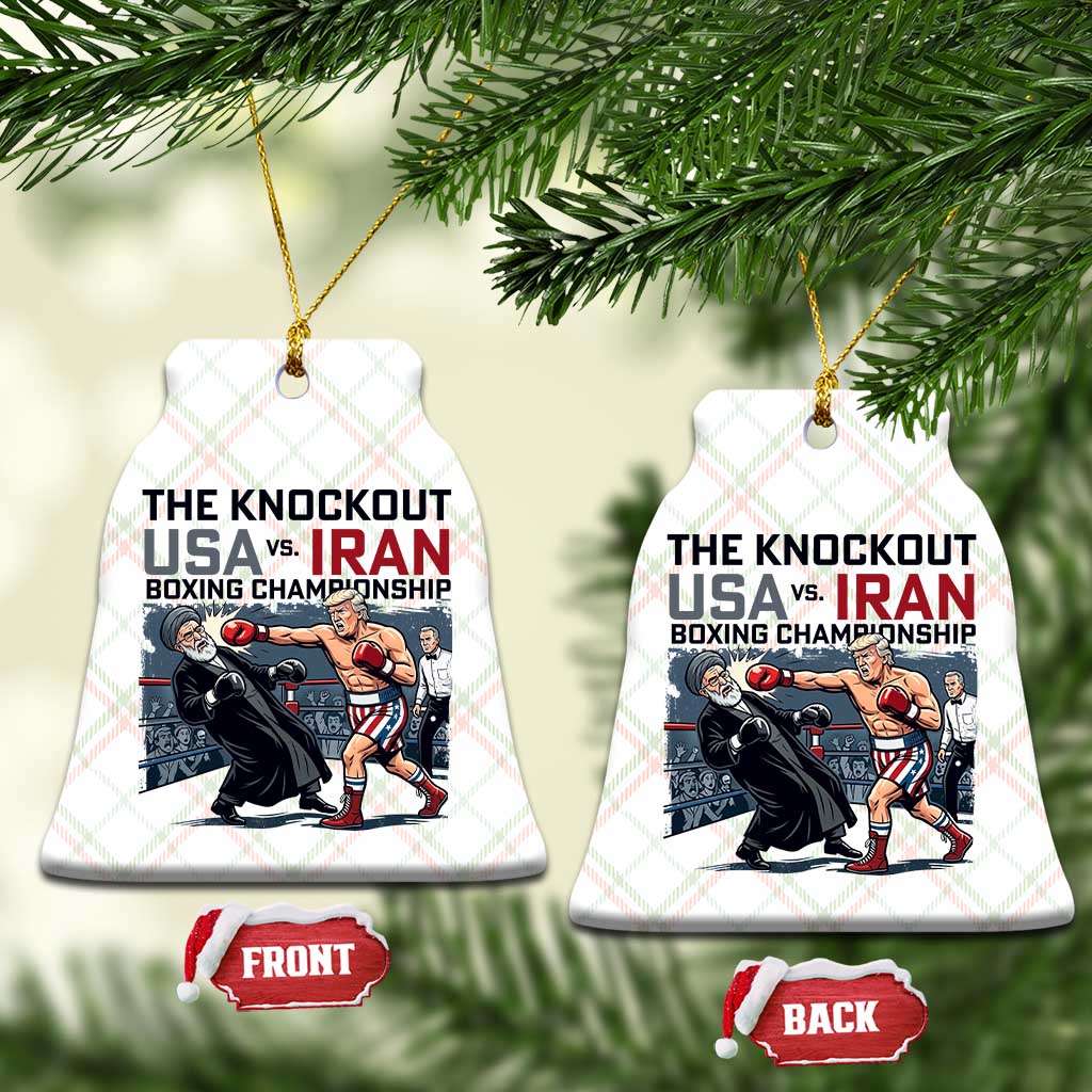 Sarcastic USA vs Iran Knockout Boxing Championship Ceramic Ornament Funny Political Satire Fight Night