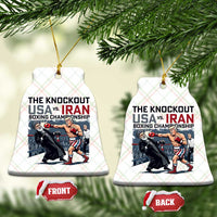 Sarcastic USA vs Iran Knockout Boxing Championship Ceramic Ornament Funny Political Satire Fight Night