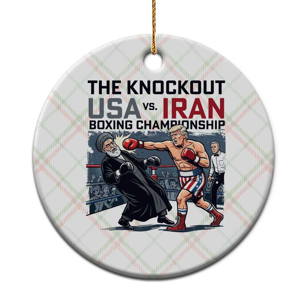 Sarcastic USA vs Iran Knockout Boxing Championship Ceramic Ornament Funny Political Satire Fight Night