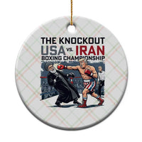Sarcastic USA vs Iran Knockout Boxing Championship Ceramic Ornament Funny Political Satire Fight Night