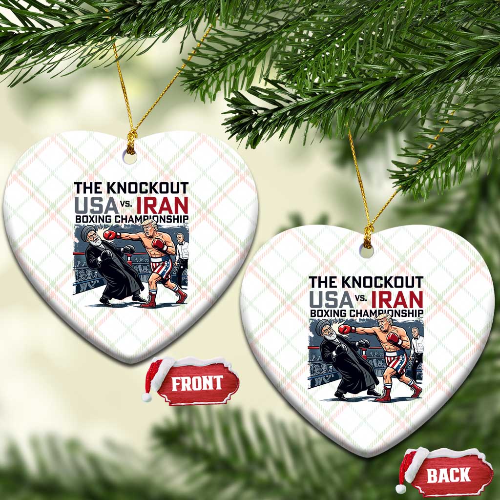 Sarcastic USA vs Iran Knockout Boxing Championship Ceramic Ornament Funny Political Satire Fight Night