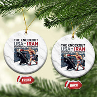 Sarcastic USA vs Iran Knockout Boxing Championship Ceramic Ornament Funny Political Satire Fight Night