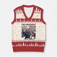 Sarcastic USA vs Iran Knockout Boxing Championship V-Neck Knit Sweater Vest Funny Political Satire Fight Night