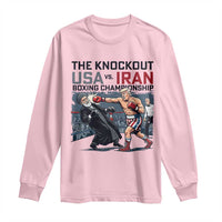 Sarcastic USA vs Iran Knockout Boxing Championship Long Sleeve Shirt Funny Political Satire Fight Night