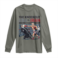 Sarcastic USA vs Iran Knockout Boxing Championship Long Sleeve Shirt Funny Political Satire Fight Night