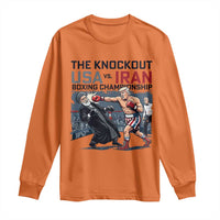 Sarcastic USA vs Iran Knockout Boxing Championship Long Sleeve Shirt Funny Political Satire Fight Night