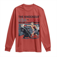 Sarcastic USA vs Iran Knockout Boxing Championship Long Sleeve Shirt Funny Political Satire Fight Night